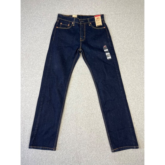 Levis 505 Jeans Mens 30x32 Blue Regular Fit Straight Leg Stretch Dark Wash - Picture 1 of 11